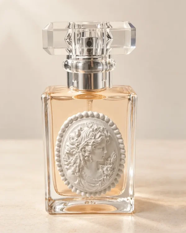 Frasco de perfume com camafeu em gesso perfumado