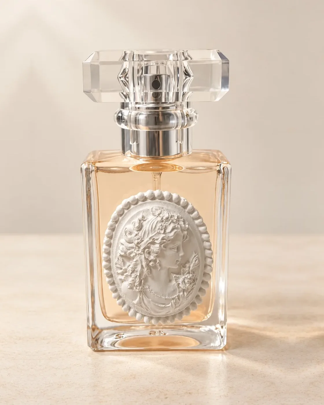 Frasco de perfume com camafeu em gesso perfumado