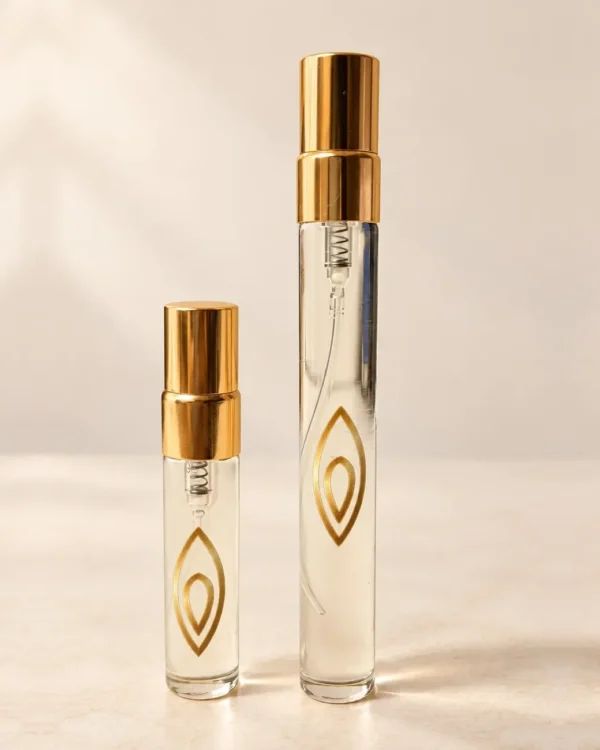 Dois frascos de intensificador de aroma com tampa dourada